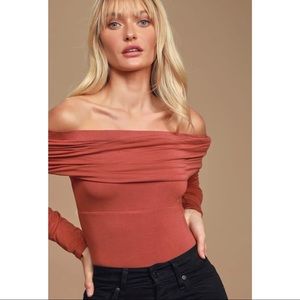 Lulu’s cutout off the shoulder bodysuit